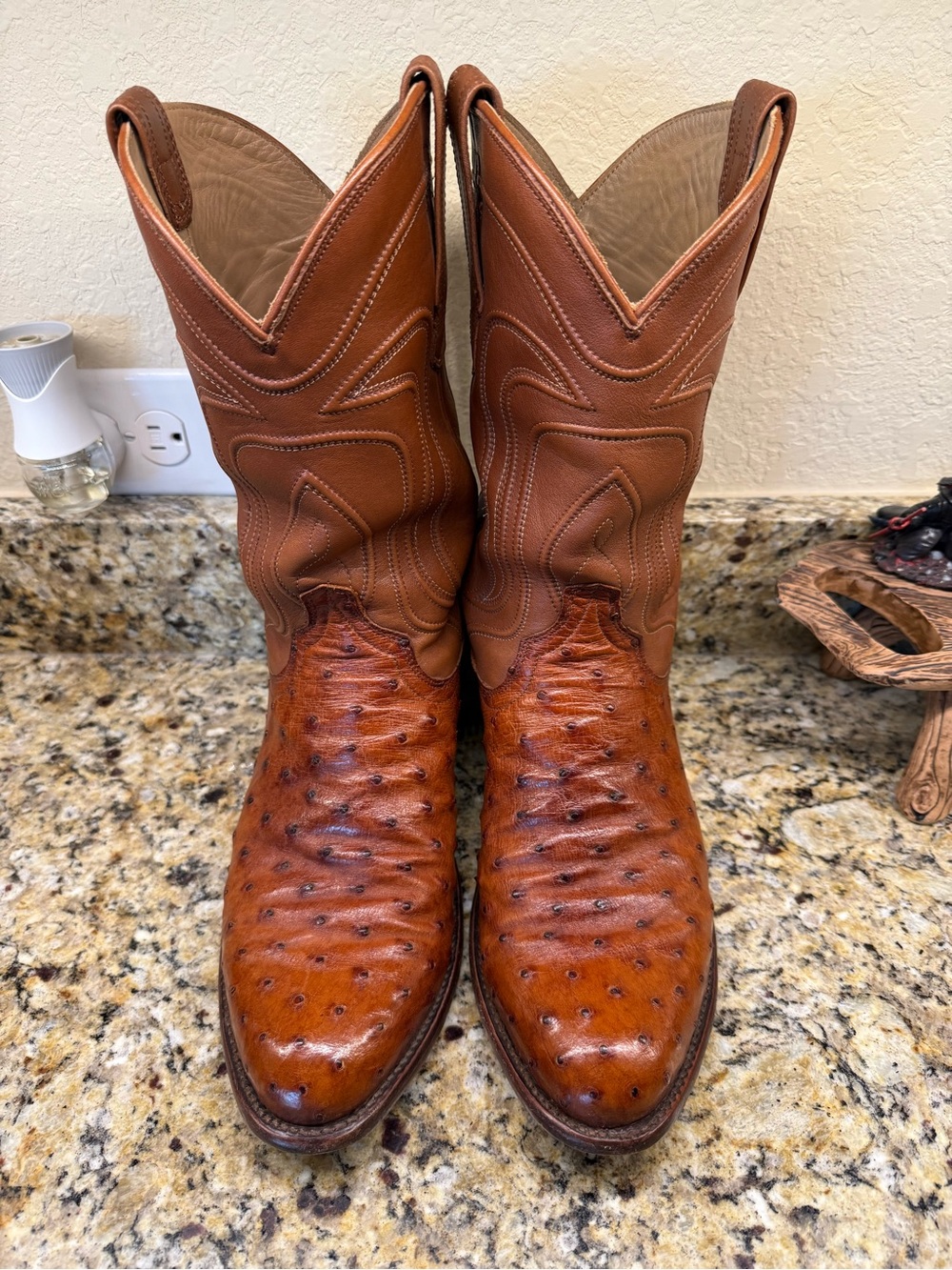 Tecovas Pecan Wyatts Ostrich Leather Western Boots